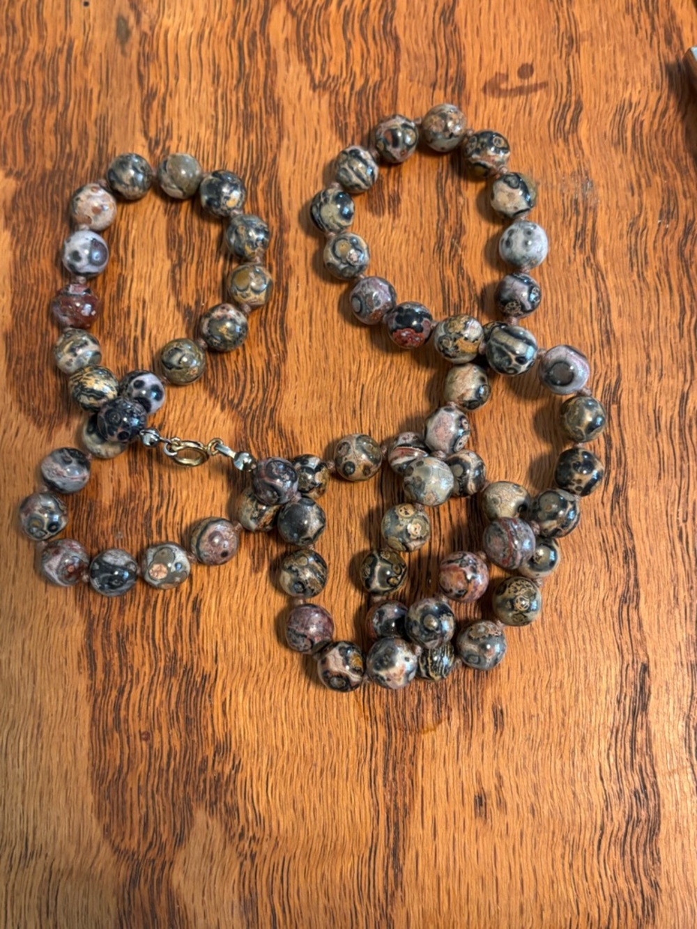 Natural Leopard Skin Jasper Beaded Necklace - Vintage